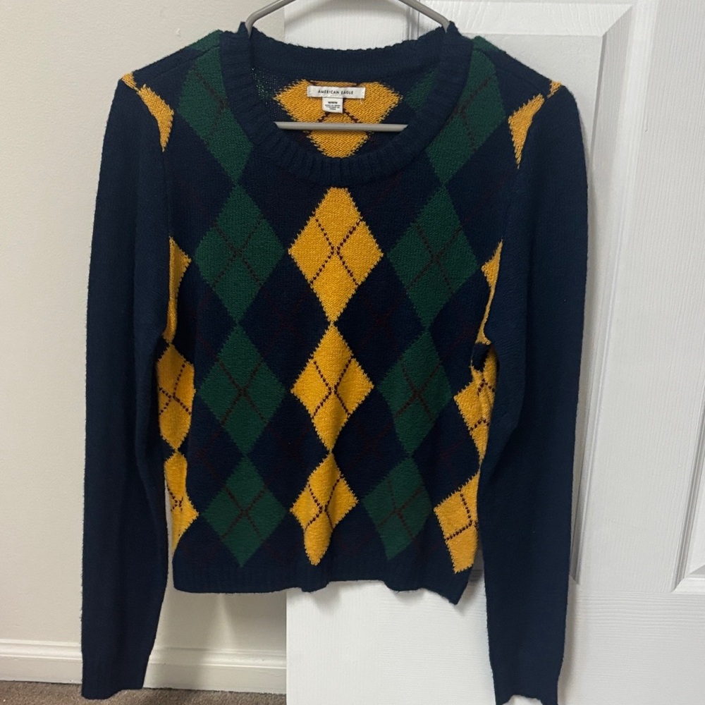 American Eagle Outfitters Argyle Sweater - Navy, Green, Gold